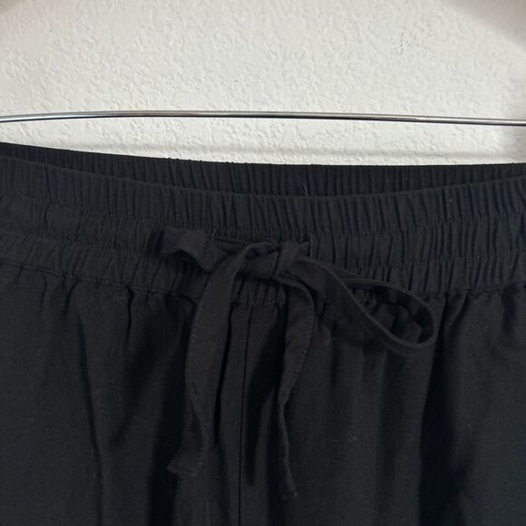 Madewell Cropped Pants Black Viscose Tapered Leg Elastic Waist w Drawstring Sz S - Picture 7 of 13